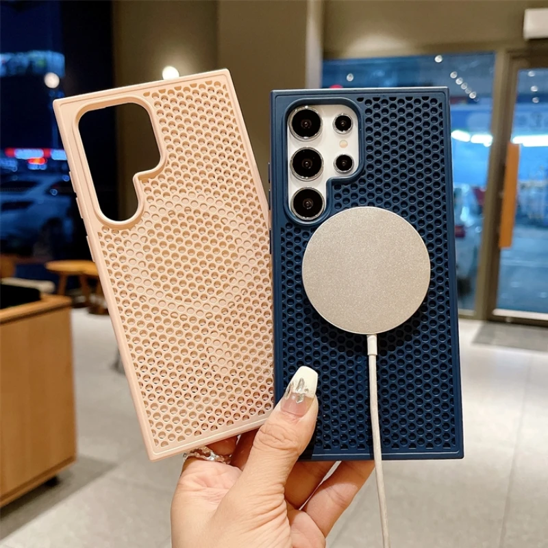 Enhanced Magnetic Wireless Charging Case with Mesh Heat Dissipation