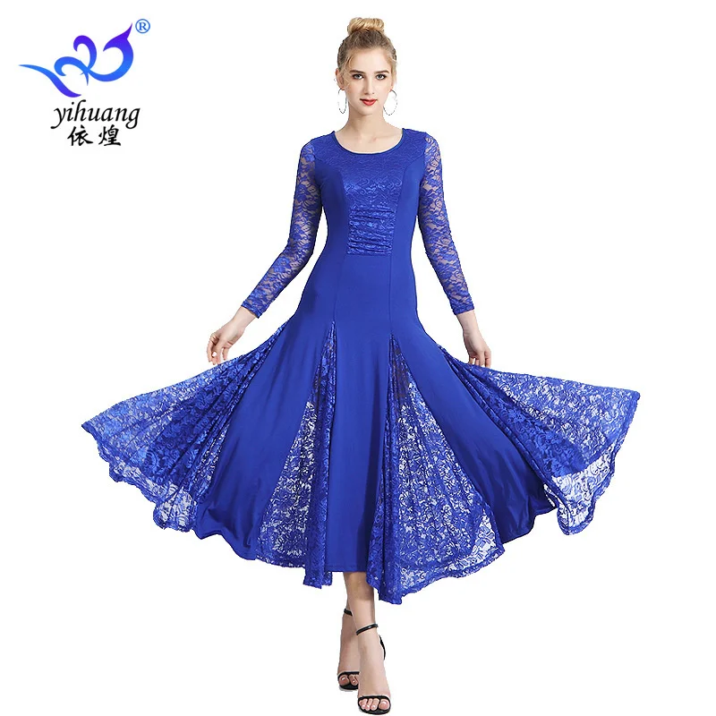 Women Modern Dance Dress Waltz Ballroom Dance Tango National Standard Clothes Long Sleeved Performance Suit girl dance costume