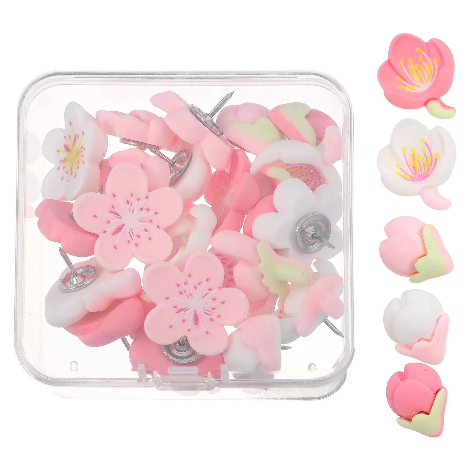 20Pcs 꽃 푸시 핀 코르크 보드용 압정 게시판 지도 마커 벽 장식 홈 오피스 연구 장