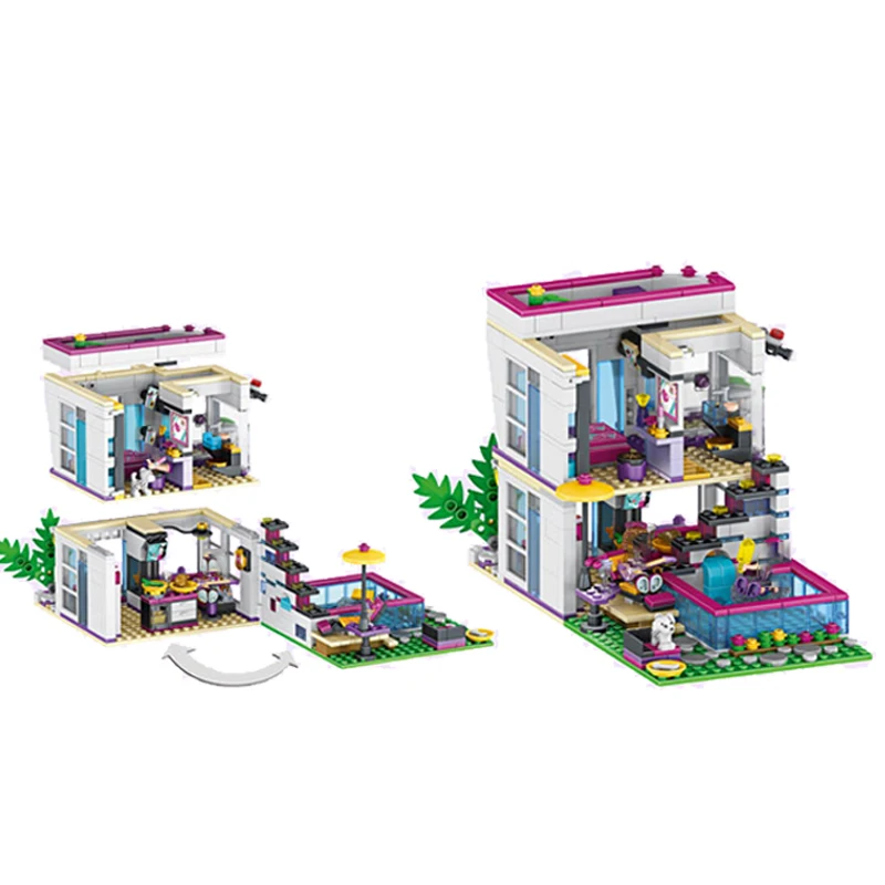 619pcs Friends Livi's Pop Super Star House Mixed 10498 Model Building Blocks Brick Compatible Children Sets Birthday Gift building block toys building toy set