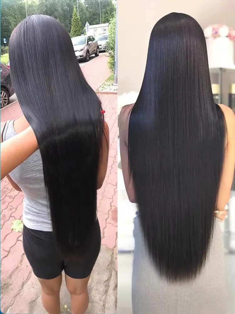 30 Inch 13x4 13X6 Straight Lace Front Wig 200% Density Transparent Frontal Natural Black 100% Human Hair Wig for Women
