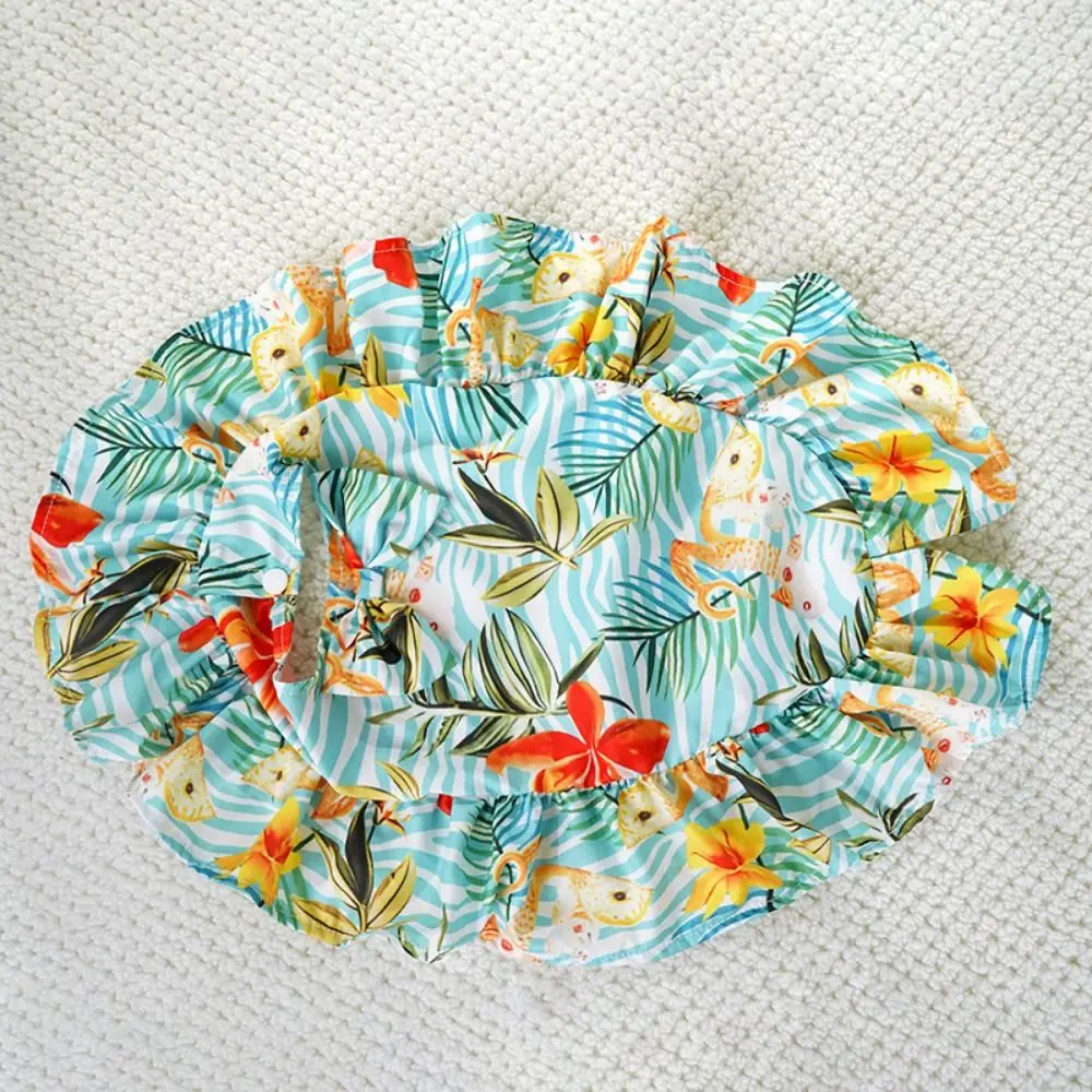 Creative Hawaiian Style Pet Beach Shawl Skirt Sun Protection Breathable Dog Vacation Skirt Cool Cat Cape Dress Summer