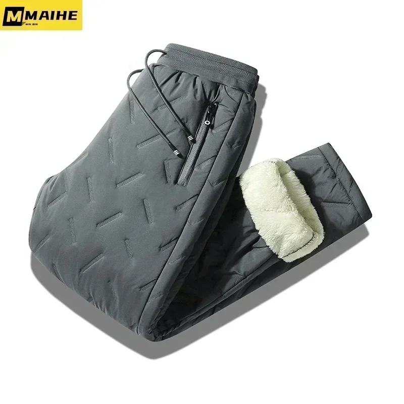 8xl Winter Thickened Men's Down Pants High Quality Fashion Drawstring Sports Pants Men's Jogger Outdoor Loose Leisure Down Pants