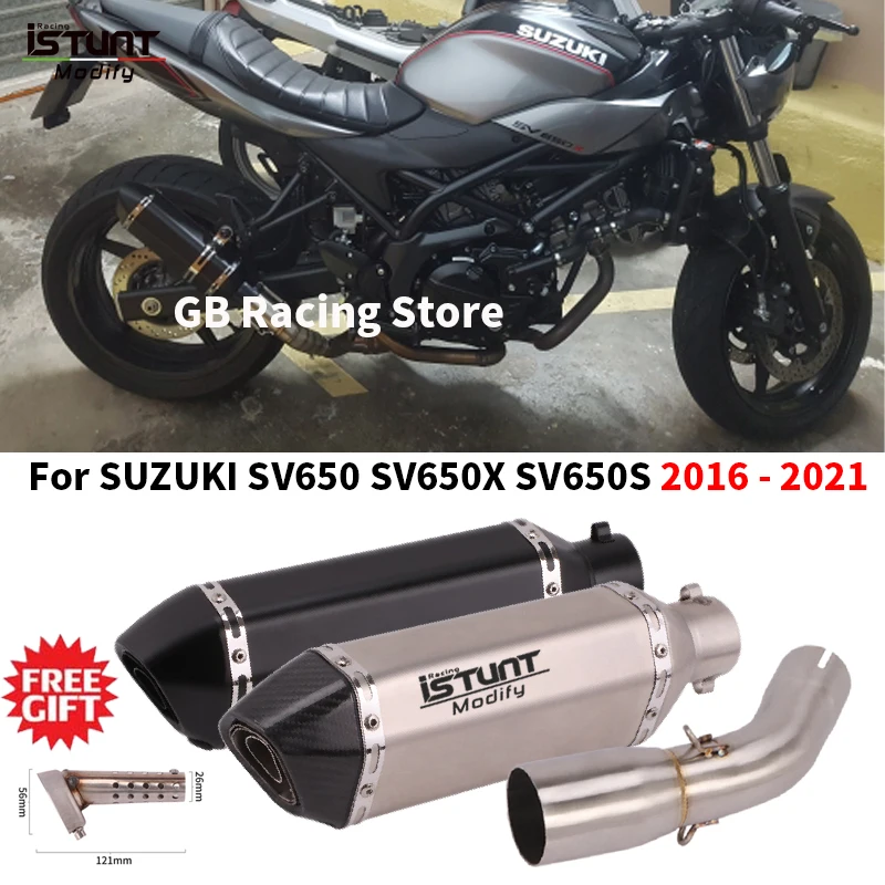 For SUZUKI SV650 SV650X SV650S SV 650 2016 - 2021 Motorcycle Exhaust Escape Moto Silencer System Link Pipe Muffler DB Killer