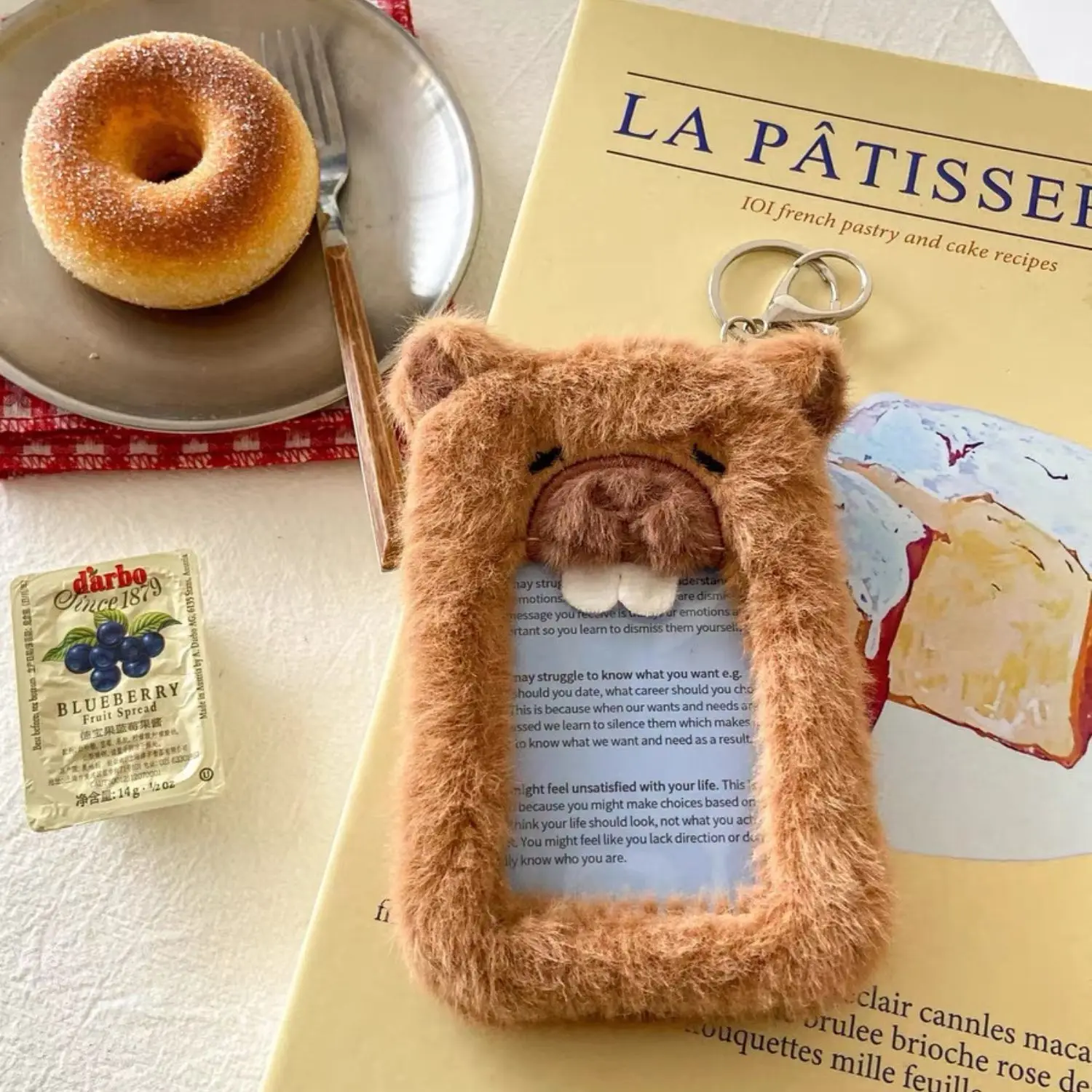 1PC Cartoon Capybara Plush Card Holder Business Card Display Pendant Polaroid Photo Holder