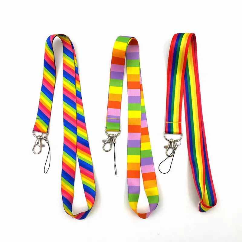 

200Pcs LGBT Rainbow Gay Lanyard for Key Neck Strap lanyard Card ID Badge Holder Key Chain Key Holder Hang Rope Keyrings