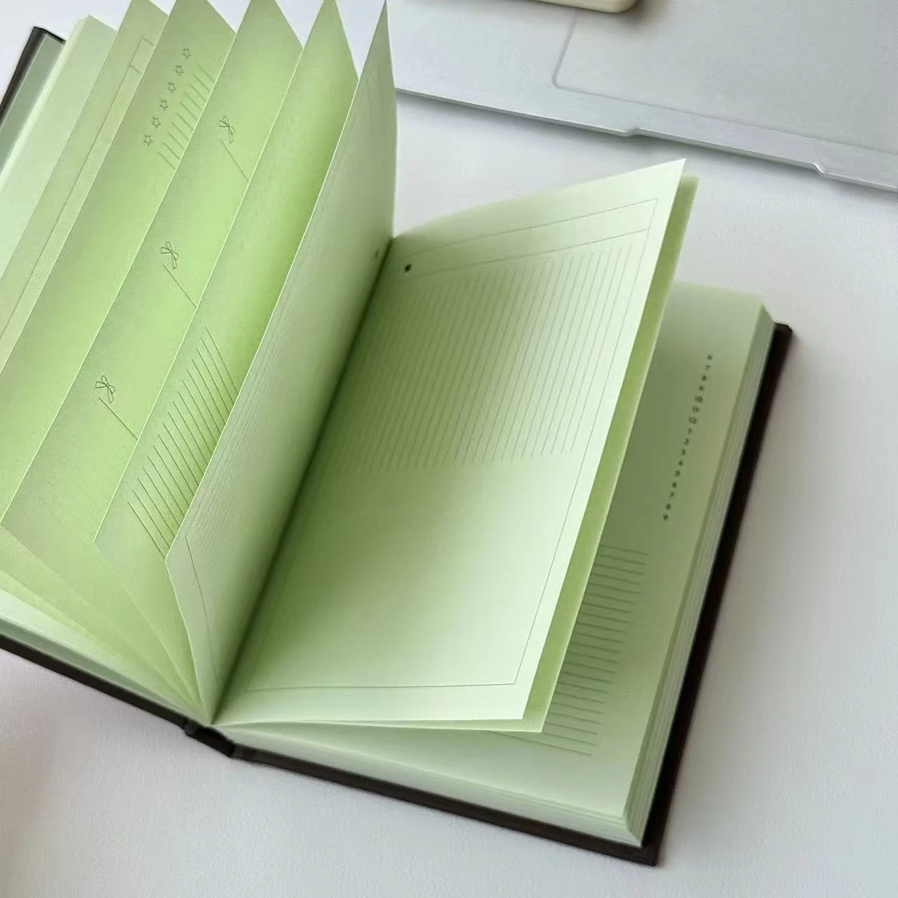 A6 Japanese Notebook Journal - Green Inner Pages, Cute Diary Notepad for Students and Office Use