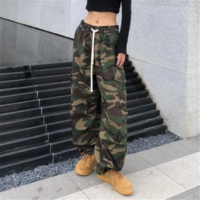 

Hip Hop Camouflage Overalls Women's Baggy Pants Fashion Girl Casual Trousers Tide Bottoms XXL