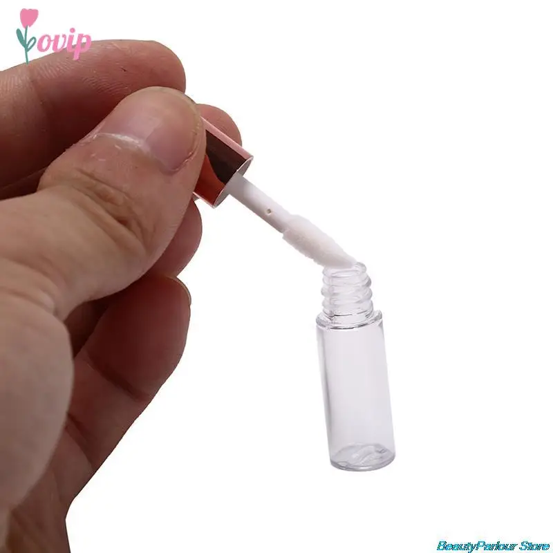 빈 플라스틱 립 밤 튜브 립스틱 미니 샘플 화장품 용기, 캡이 있는 투명 PE 립 글로스 튜브, 4.3x1cm, 10 개