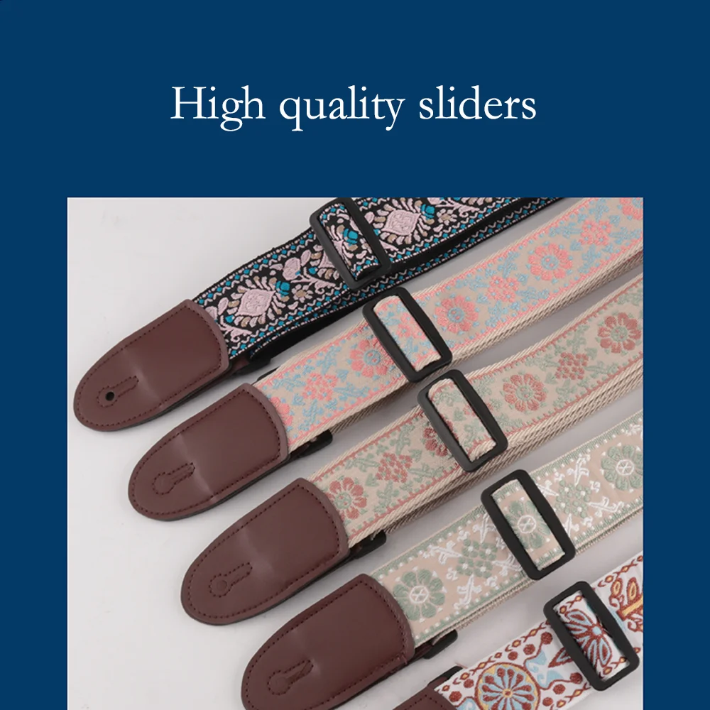 5CM Guitar Strap Adjustable High-Grade Printing Ethnic Style Pure Cotton Embroidery Electric Acoustic Guitar Accessories