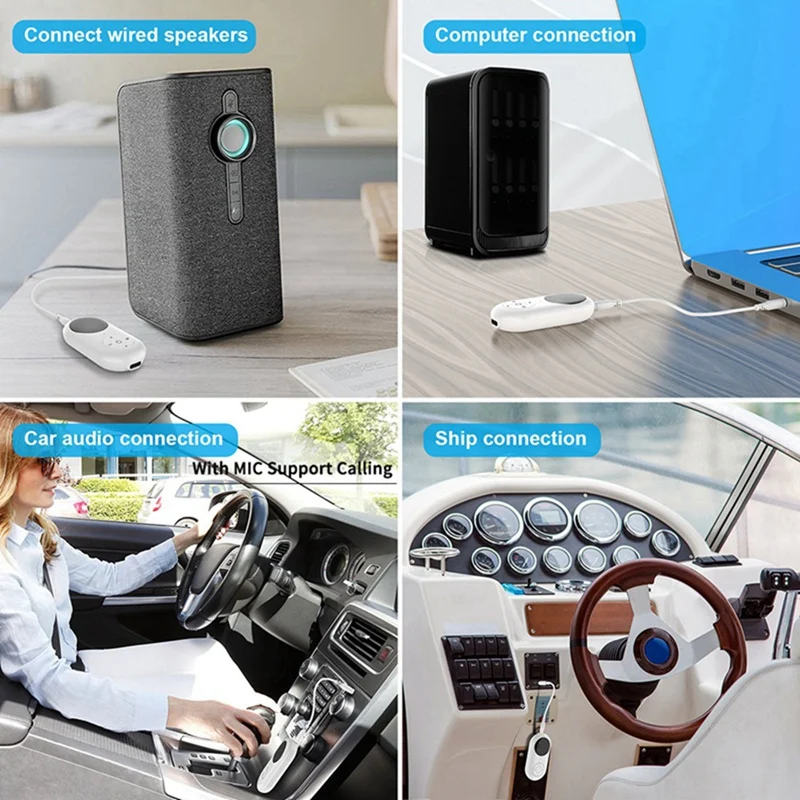 3 In 1 Wireless Audio Adapter With Mic 3.5MM AUX HIFI Stereo Music LED Display For Car PC 1 PCS