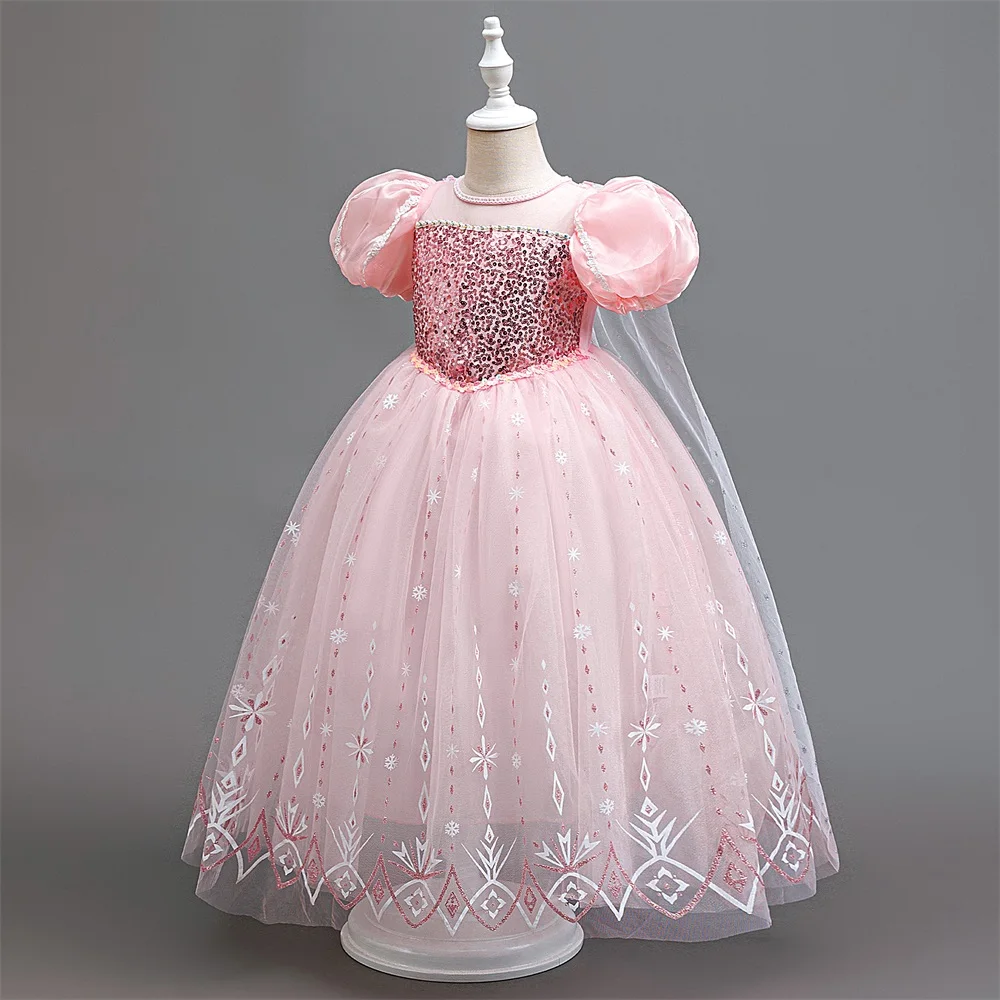8 stücke neue junge Mädchen gefroren Elsa Party Kleid Mädchen 2024 Cosplay Prinzessin Kleid Kinder Schneeflocke Eis Mode Kleidung flauschige Kostüme – Detail 14
