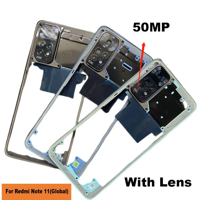 NEW For Xiaomi Redmi Note 11 Global / Note 11S Middle Frame Front Bezel Plate Housing Case Back Mid Plate Replacement