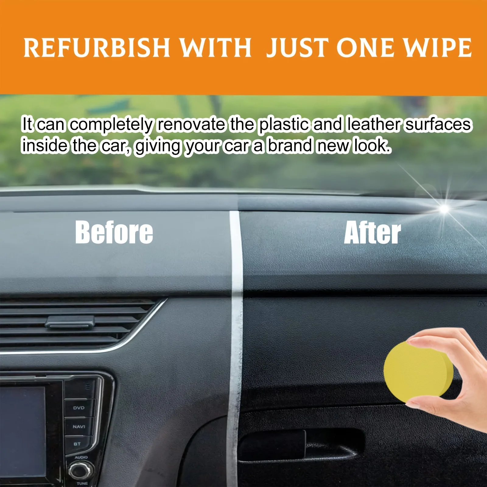 Car Interior Renewal Kit Crystal Plating Wax Dashboard & Plastic Faux Leather Seat Restorer Tire Shine Coating Paste