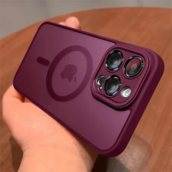 Lens Protection Case For iPhone 11 12 13 Proa Mx mini 15 16 Plus iPhone 16 15 14 Matte Translucent Magsafe Wireless Charge Cover 1