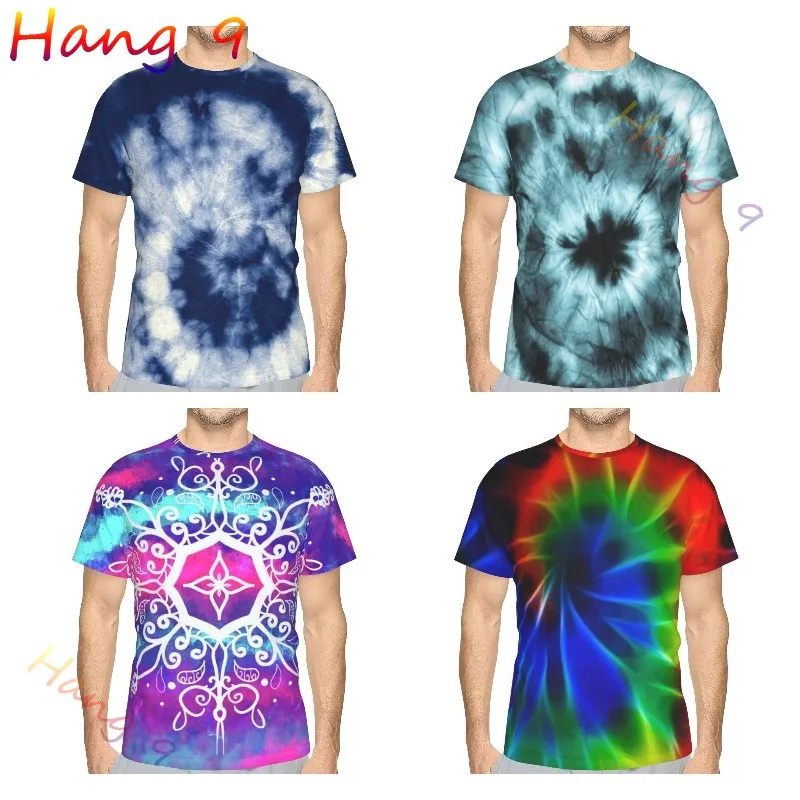 Rainbow Tie Dye Shirts For Men, Short Sleeve Mens Tie Dye Shirts, Mens