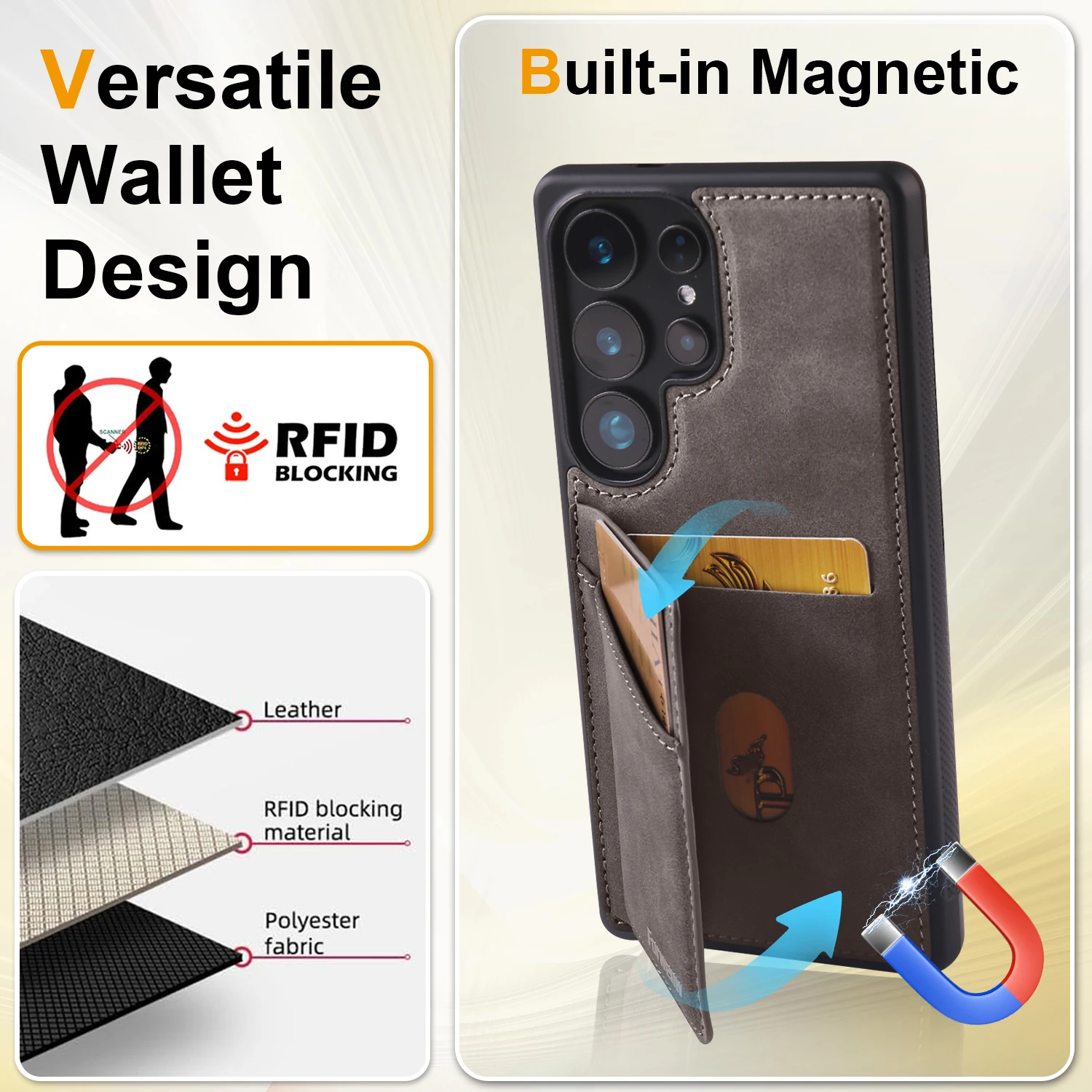 Premium Magnetic Leather Phone Case Cover