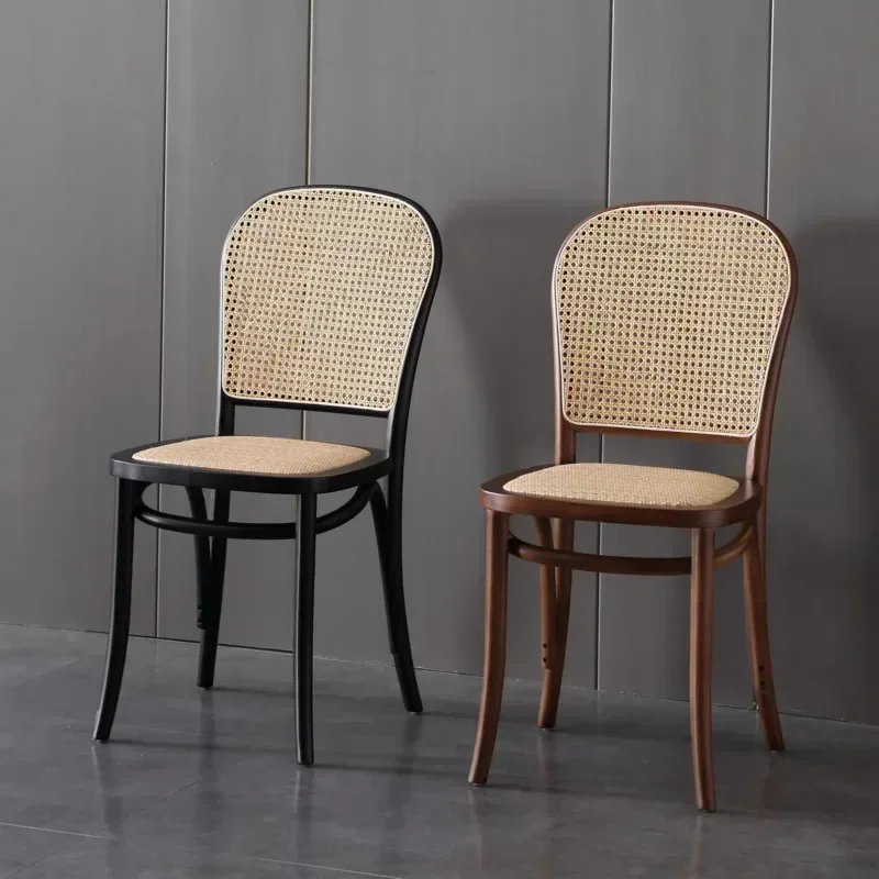 Woven Chair Designer Rattan Chair Rattan Woven Back Chair Luxury Hotel Solid Wood Leisure Cafe Dining Sillas Acrylic Furniture GY50DC