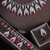 2024 Clever Dubai Water Drop 4-piece Necklace and Earring Set with Cubic Zirconia Jewelry for Women's Wedding Party Gifts 4