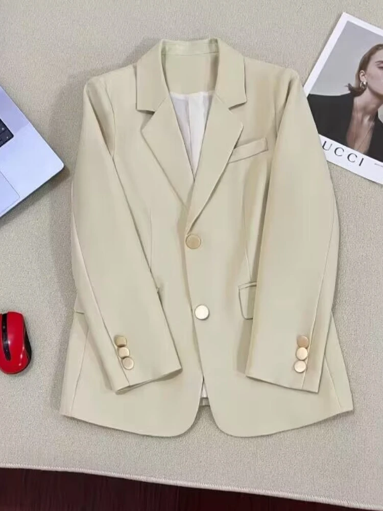 

Блейзер Женский Классический с длинным рукавом, повседневный пиджак, костюм для офиса, Модная элегантная верхняя одежда, весна-осень