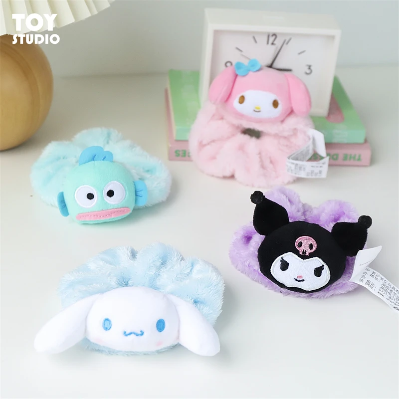 Sanrio Hello Kitty Anime Kuromi Melody Plush Hair Ties Anime Hair Cinnamoroll Ring hair band Cartoon Cute Birthday Gift For Girl 4
