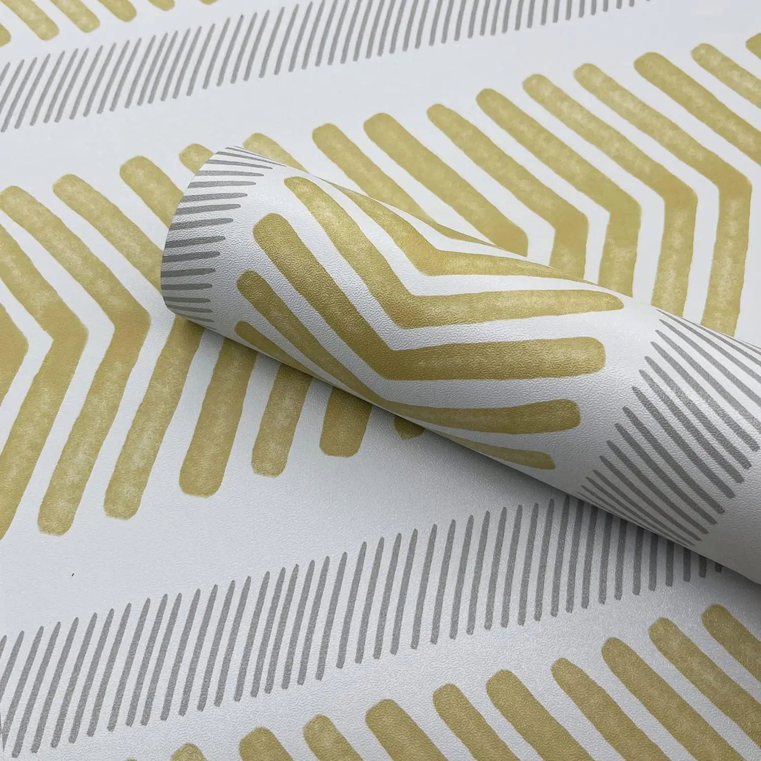 Modern Herringbone Peel and stick Wallpaper Gold and White Contact Paper Geometric Waterproof Self-adhesive Wallpaper