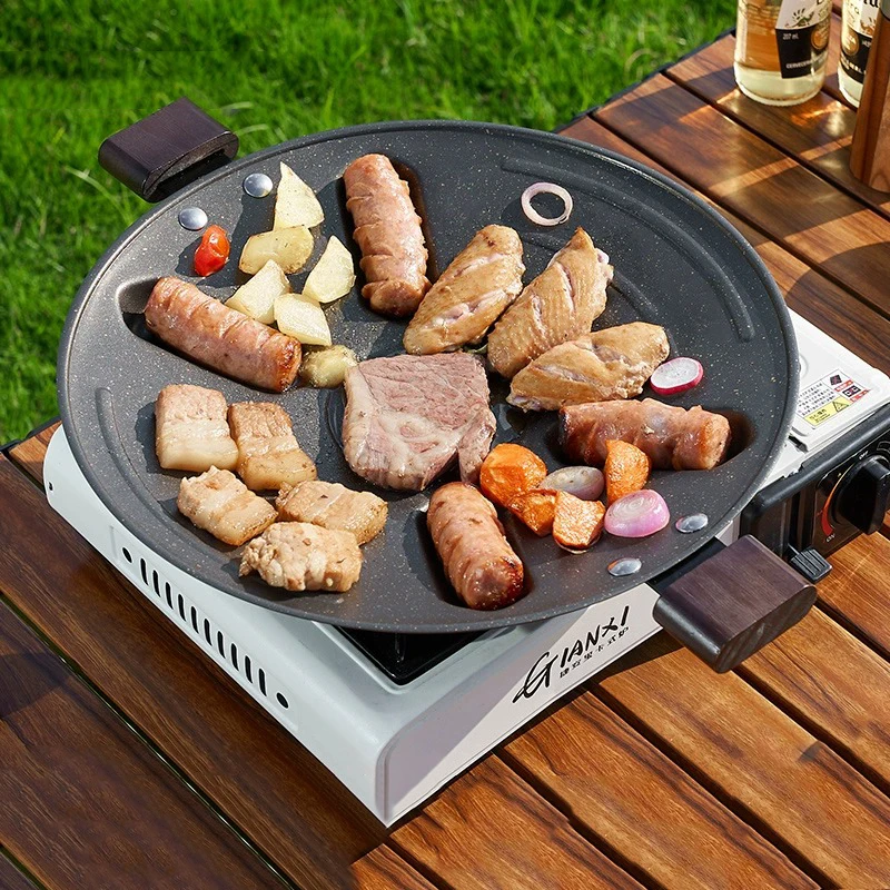 Grill Pan for Induction Cooktop Non Stick Korean style Camping BBQ Grill Pan  Multi-functional smokeless iron plate grill pan - AliExpress