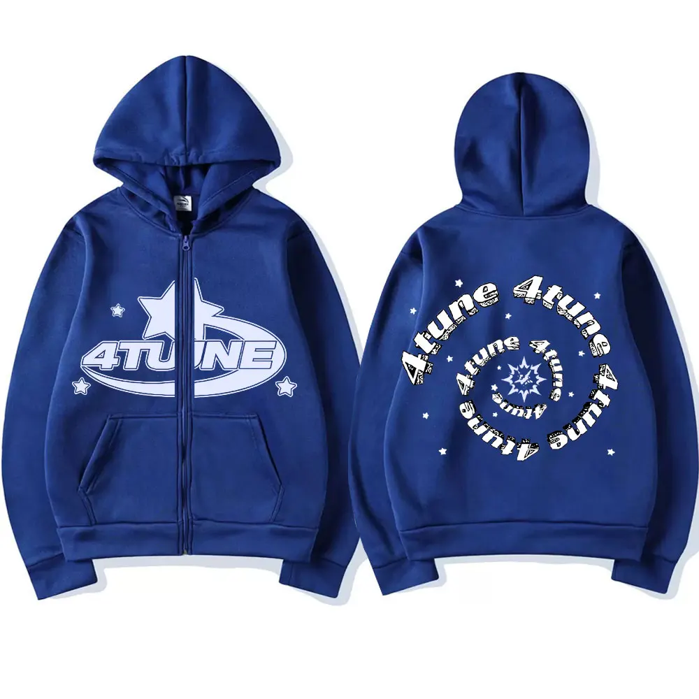 【U LAN】(UNISEX) Universe Two-Way Hood Zip-Up 4Tune Graphic Zipper Hoodie Unisex Fashion Casual Sweatshirt