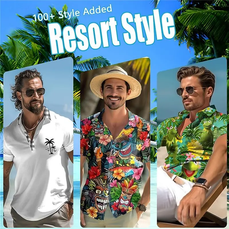 Description Picture 3 of item2024 Summer Men's Beach Shorts Coconut Tree Graphic Print Drawstring Shorts  Holiday Beach Trunks New Quick-Drying Sports Pants