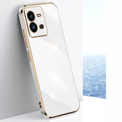 Luxury Plating Soft Silicone Phone Case for Vivo V25E (6D White)