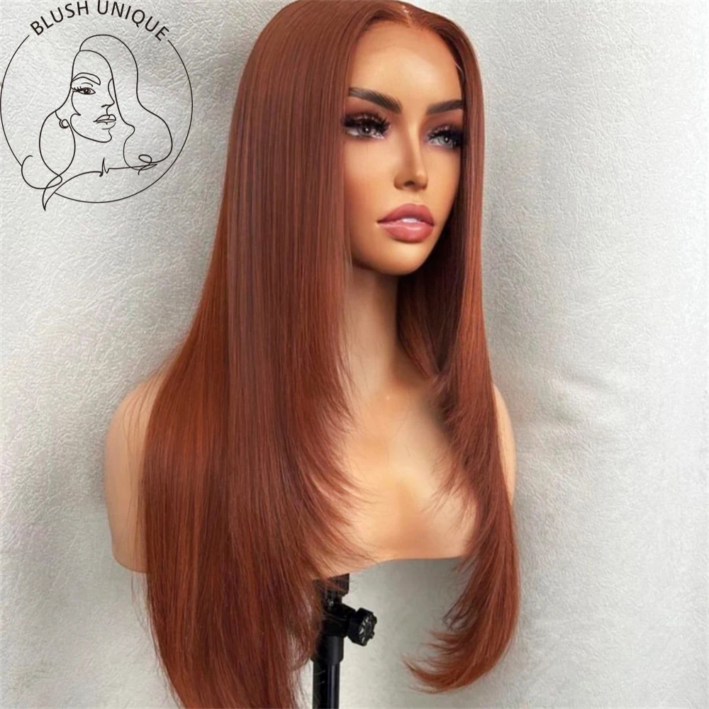 Reddish Brown Layered Wigs Copper Red Lace Wigs For Black Women