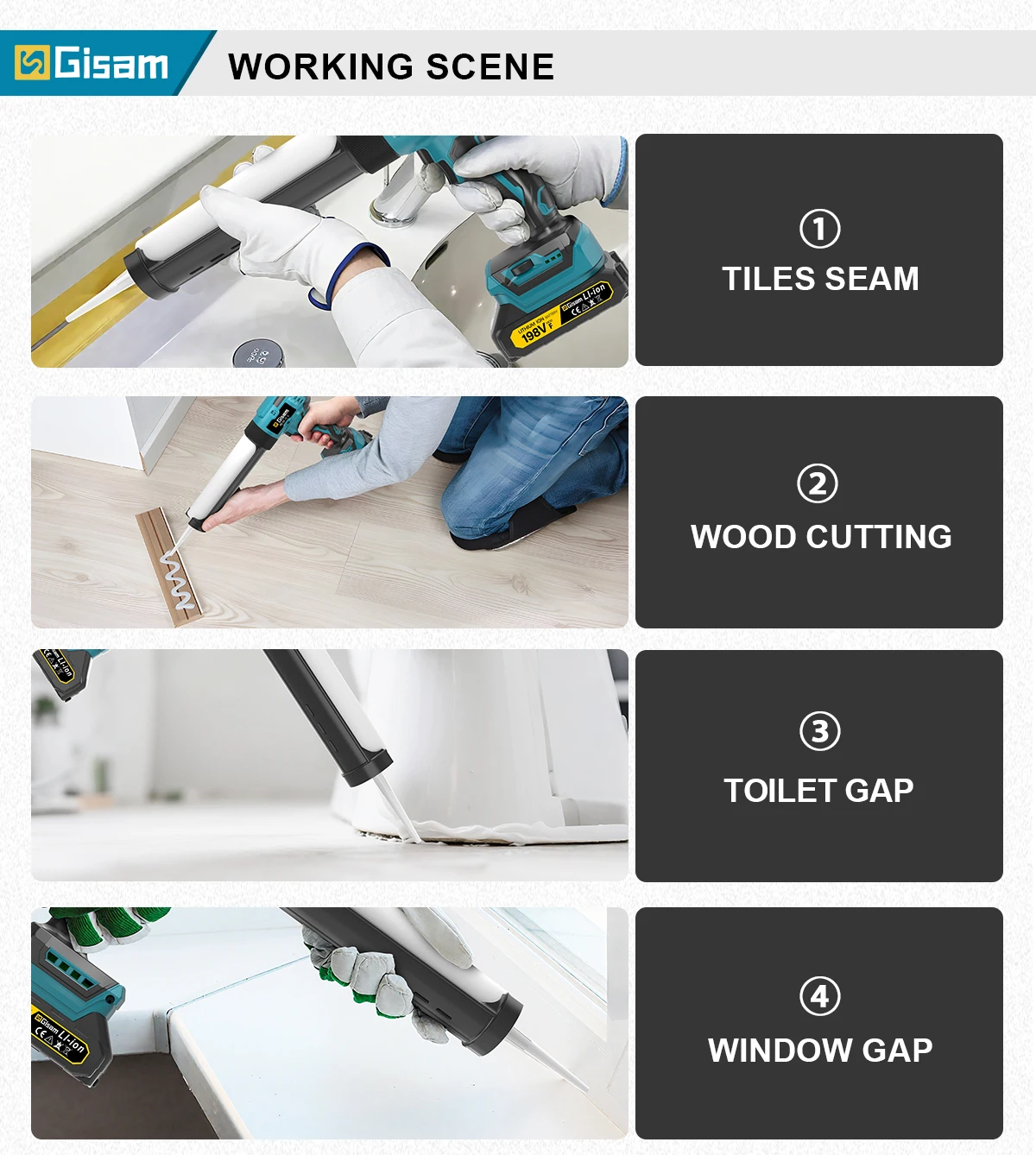 400KG Cordless Electric Caulking Gun 6Gears Glass Glue Gun Adhesive Glue Sealant