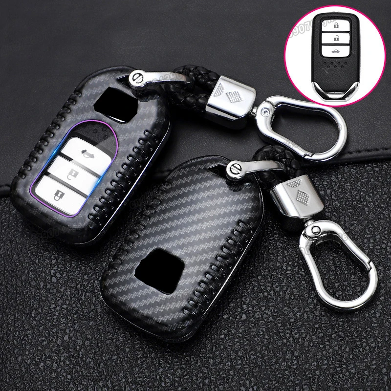 carbon fiber abs car key case bag for honda civic 2016 2017 2018 2019 2020 2021 2022 accessories shell keychain holder auto 10th |