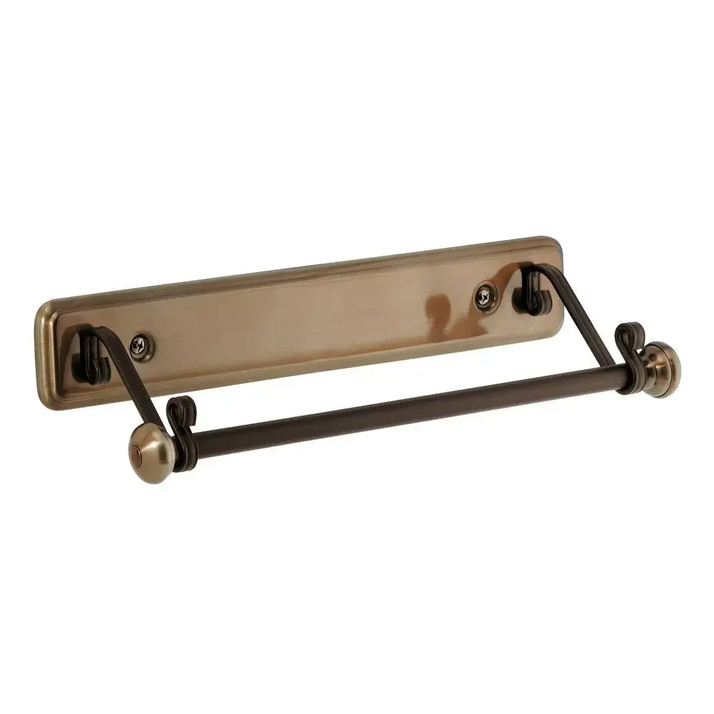 Wall Mounted Paper Towel Holder Kitchen Bathroom Laundry Room Mountable Towel Rack Organizer Rust Resistant Steel Design Bronze