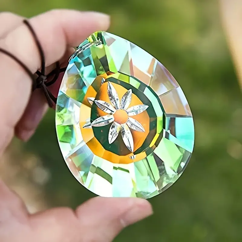 1pc Crystal Rainbow Trap, hanging prism chandelier, colorful light refracting decoration, home and garden accessories