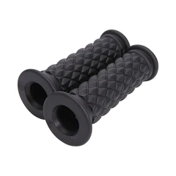 Retro Non - Slip Rubber Handlebar Grips for Motorcycles and Scooters (Black)