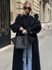 Elegant With Belt Black Long Coat For Women Oversize Woolen Double Button Lapel Overcoat Autumn New Lady High Street Outerwear 3