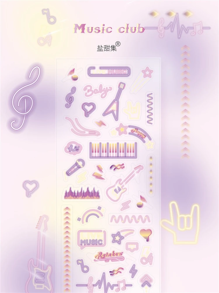 1pc Cyberpunk Series Transparent Sticker Sheet Y2K Futuristic Tech Style DIY Decal for Phone Case Laptop Craft Design (75x175mm)