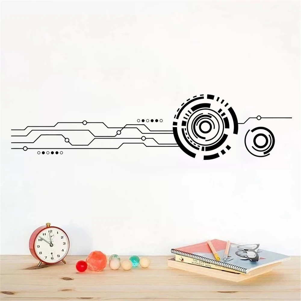 

Circuit Board Wall Decals Technology Vinyl Stickers For Office Gamer Rooms Computer IT Home Decor Software Science Murals HJ1624