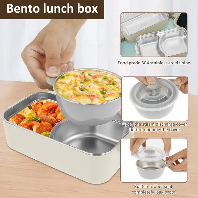 Boîte à lunch empilable en acier inoxydable pour adultes et enfants, récipient portable micro-ondable, stockage des aliments, école, bureau, 2 niveaux, 2L 2
