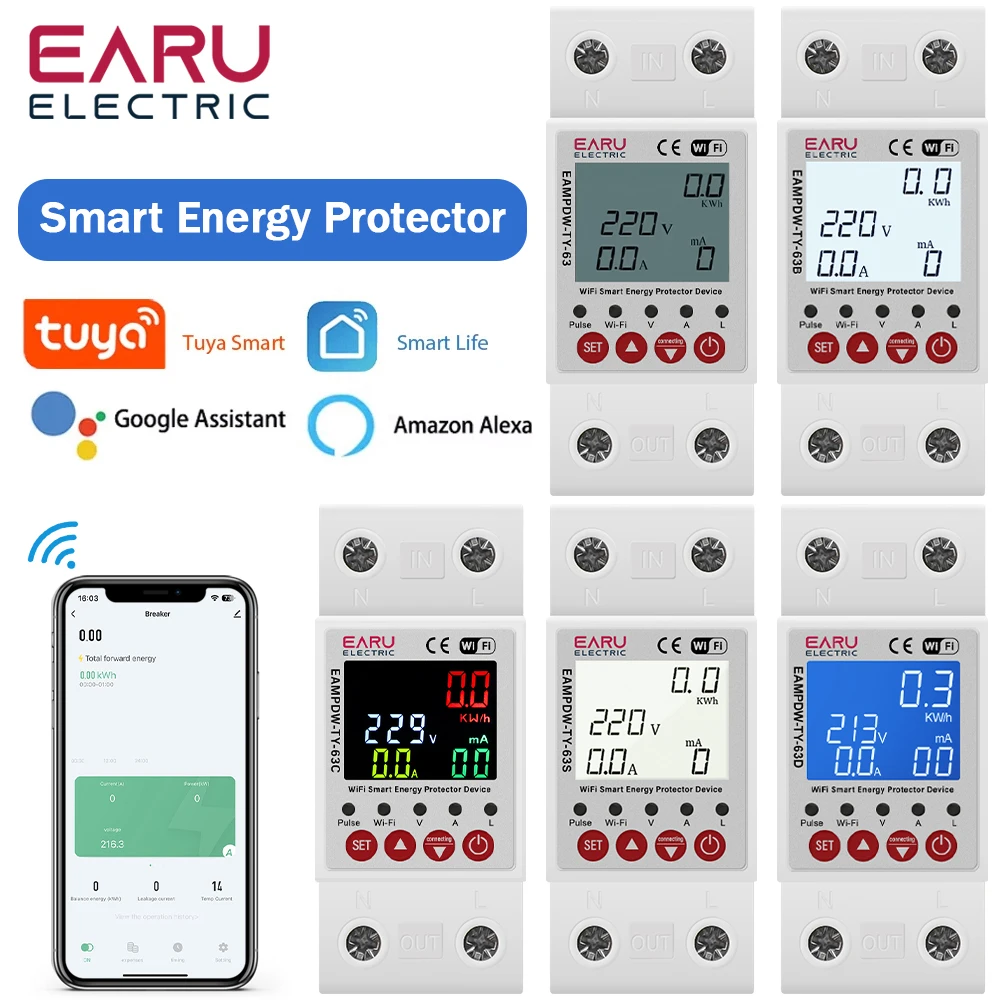 Front view of multifunction energy meter with LCD