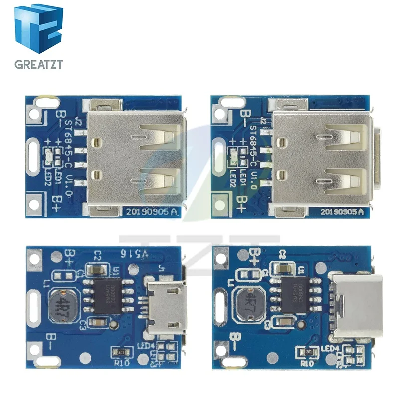 GREATZT 5V Boost Converter Step-Up Power Modul Lithium-Batterie Lade Schutz Bord Led-anzeige USB Für DIY Ladegerät 134N3P