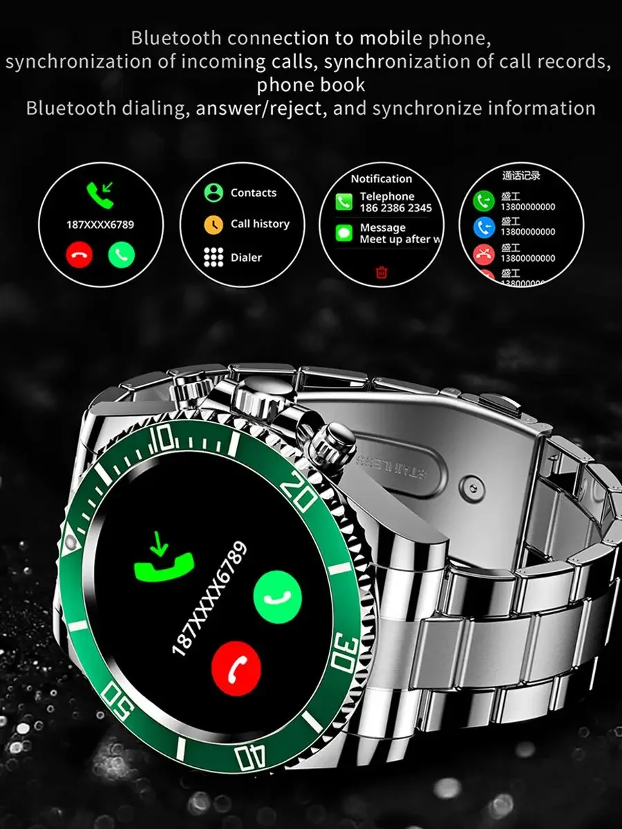 

2024 AW12 Smart Watch For Men Business Clock Steel Belt Smartwatch Bluetooth Call Heart Rate Fitness Waterproof Sports Watches