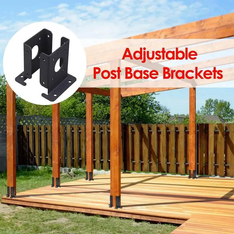 

4pcs Heavy Duty Post Anchor 4X4 Post Bracket Heavy Duty Post Anchor Base Stable Support Pergola Anchors Black Half Post Base
