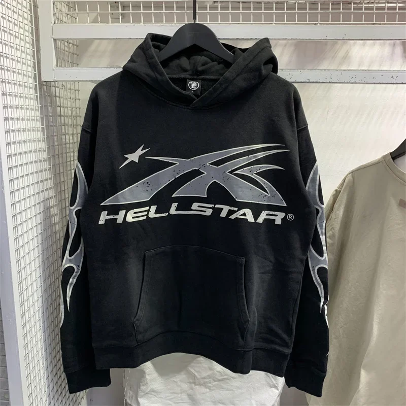 

Hellstar Vintage Wash Black 1:1 High Street Print Large Couple Sports Hoodie