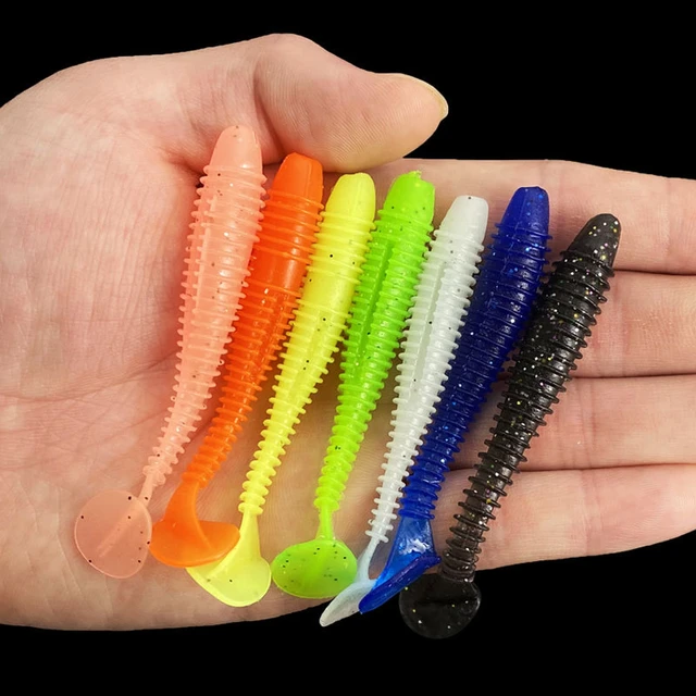 10Pcs Micro Jig Fishing Lures T-tail Soft Worm Microjig Lures