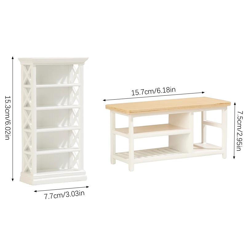 Dollhouse Miniature Bookcase Armário De Armazenamento, Mesa De Jantar, Móveis De Mesa, Casa Modelo De Decoração, Toy Doll House Acessórios, 1:6, 1:12