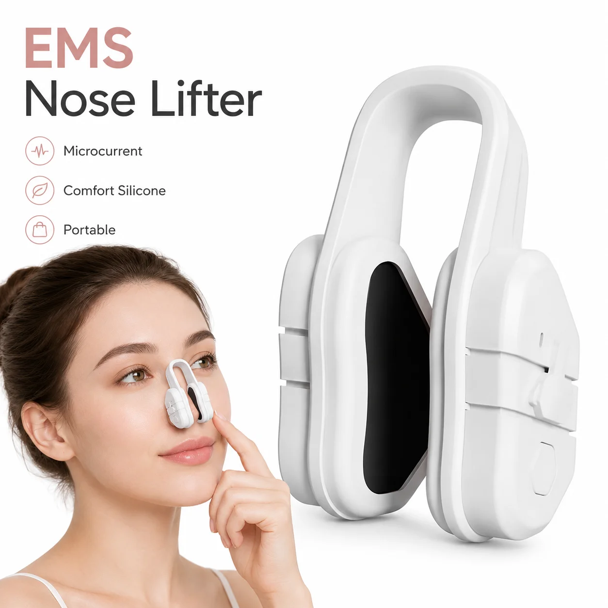 Compact EMS Nose Lifting Device Silicone Clip Vibration Therapy Nose Bridge Shaper Portable Facial Beauty Gadget 1