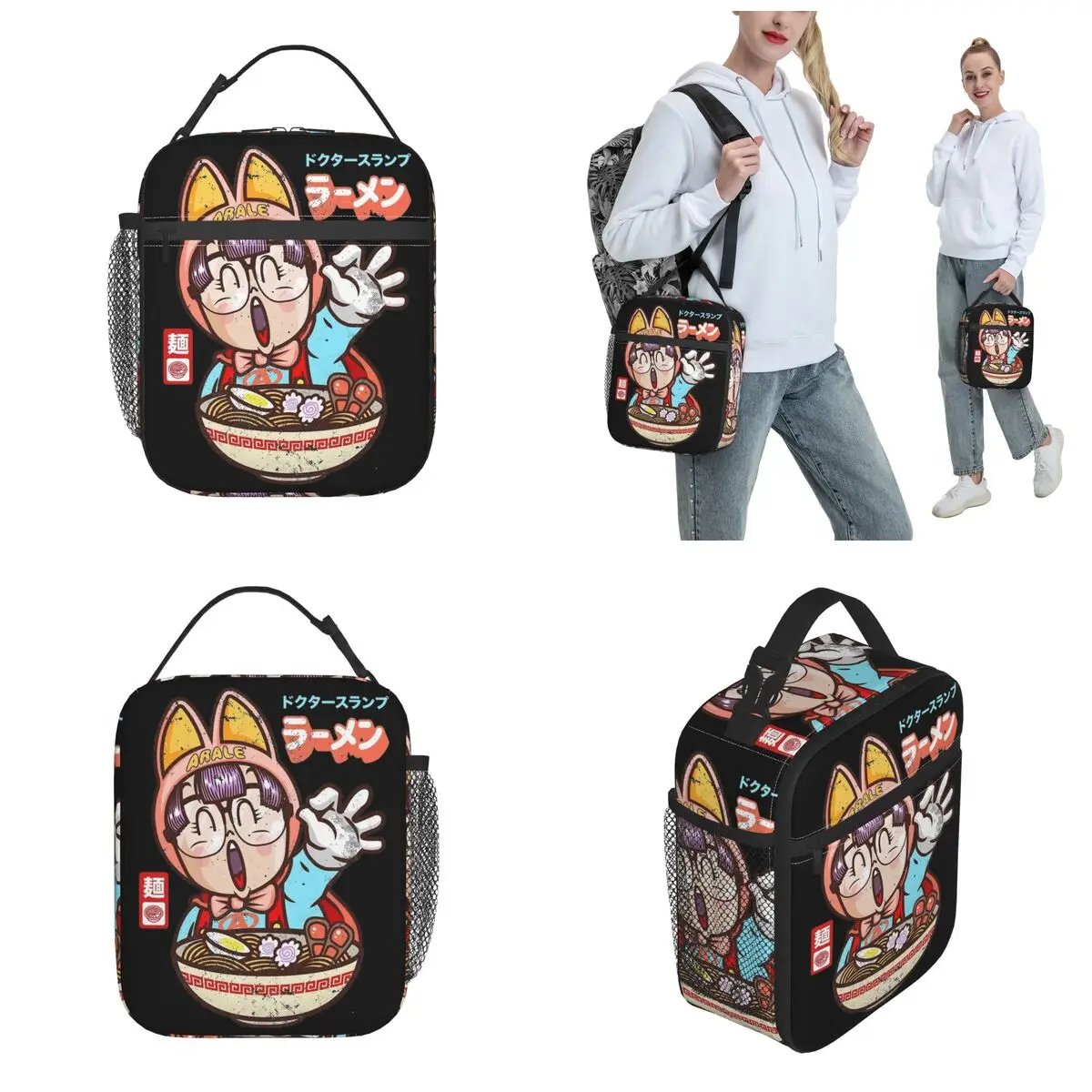 Arale Noodle Ramen Dr Slump Insulated Lunch Bag Portable Meal Container Cooler Bag Tote Lunch Box Office Picnic Food Handbags