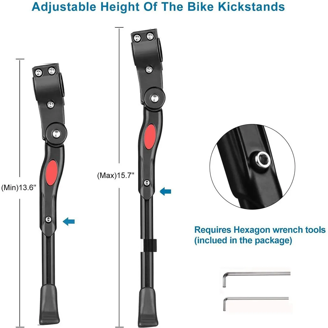Bicycle Kickstand X-Tiger Adjustable for 22 24 26 Inch Mountain Bike and 700 Road
